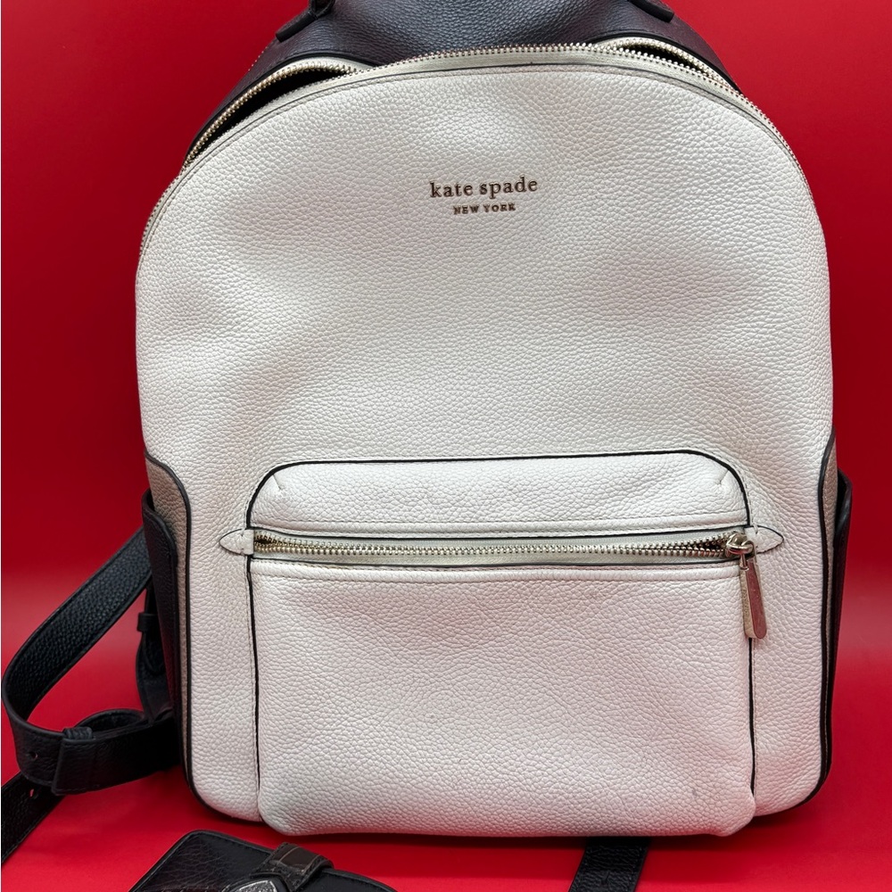 kate spade Two-Tone White and Black Leather Backpack